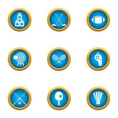 Spor salonu atletik Icons set, düz stil