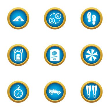 Doğru anı Icons set, düz stil