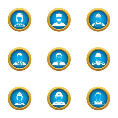 Ayrık Icons set, düz stil