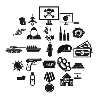 Savaş Icons set, basit tarzı