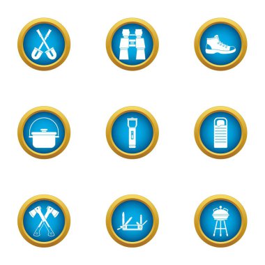 Merkez Ofis Icons set, düz stil