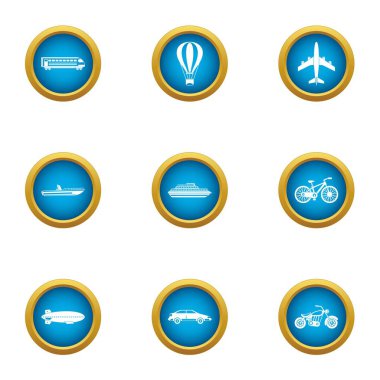 Aerostat Icons set, düz stil