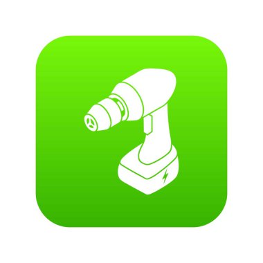 Akülü matkap yeşil simge vektör