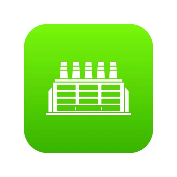 Productie fabrieksgebouw pictogram digitale groen — Stockvector