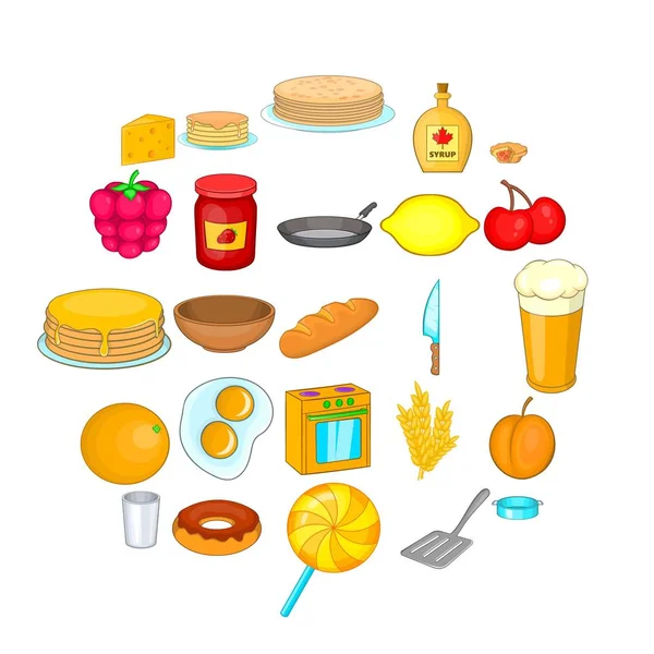 Conjunto de iconos de panadería, estilo de dibujos animados — Vector de stock