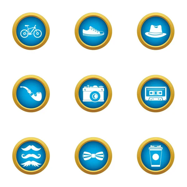 Antiguo conjunto de iconos hipster, estilo plano — Vector de stock