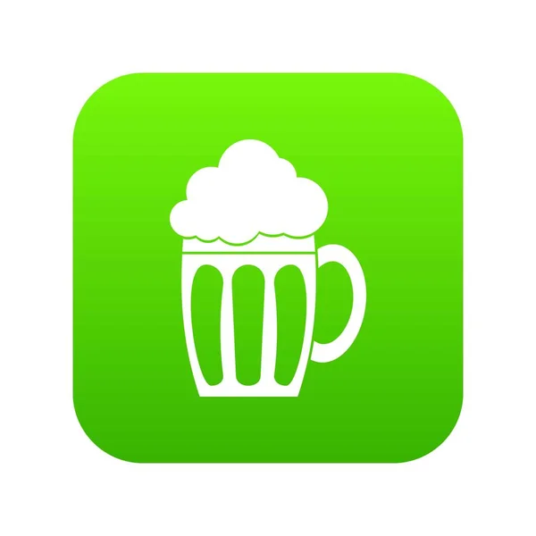 Icona birra digitale verde — Vettoriale Stock