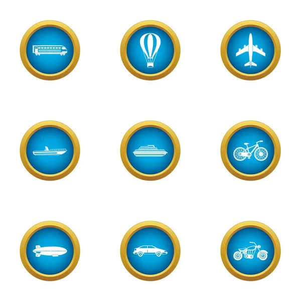 Conjunto de iconos de aerostato, estilo plano — Vector de stock
