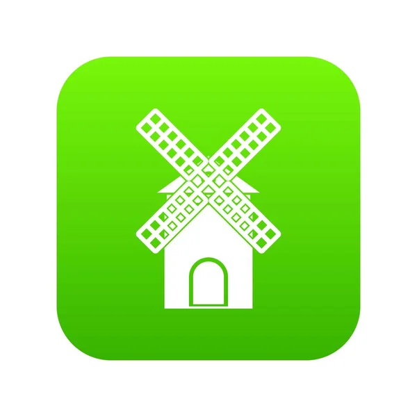 Mill ikonen digital green — Stock vektor