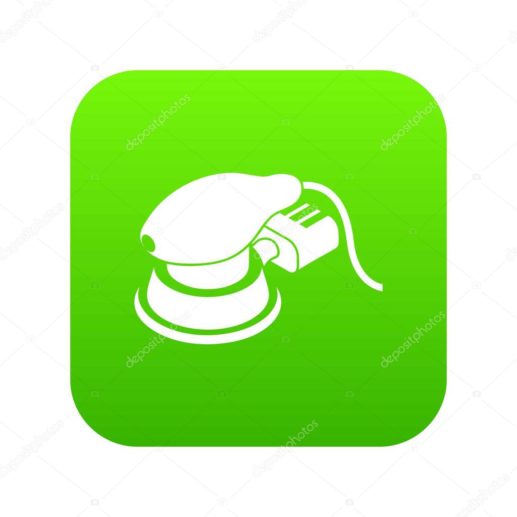 Circular sheet sander icon green vector isolated on white background