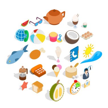 Tatlı Menü simgeleri kümesini, izometrik stili