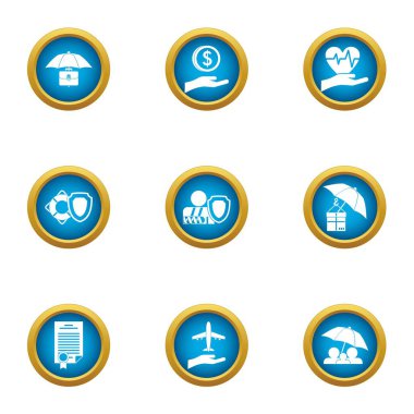 Bağış teslim Icons set, düz stil