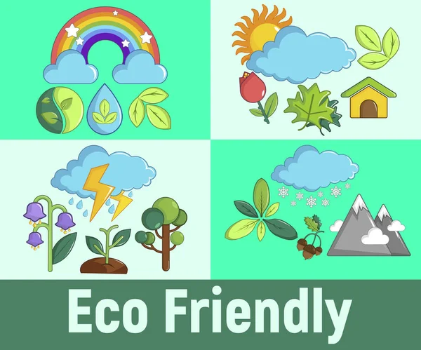 Eco friendly concept banner, cartoon style — Stock Vector