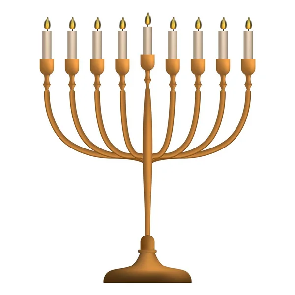 Jewish menorah icon, realistic style — Stock Vector