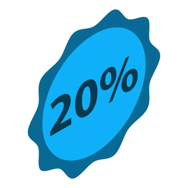 Menos 20 por cento ícone de venda, estilo isométrico — Vetor de Stock