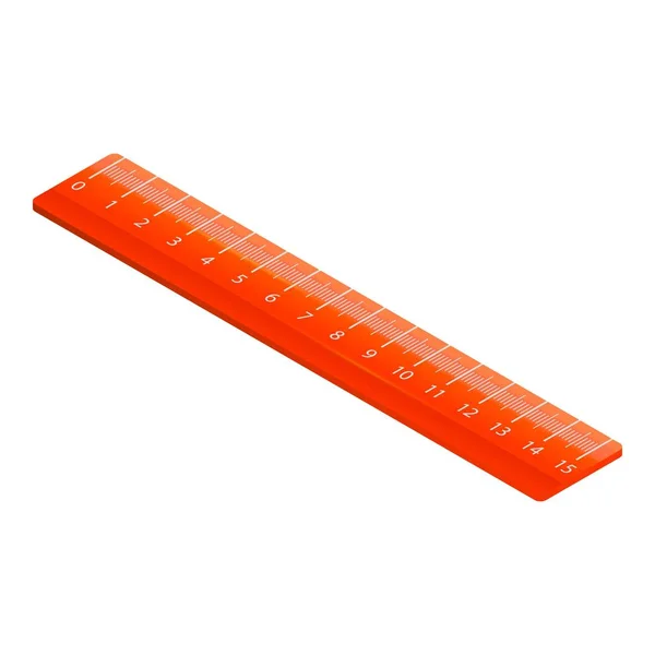 Rotes Lineal-Symbol, isometrischer Stil — Stockvektor