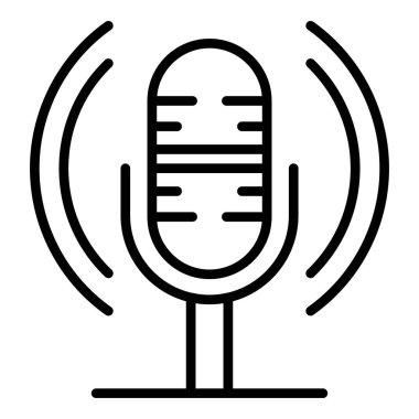 Yüksek sesle mikrofon simgesi, anahat stili