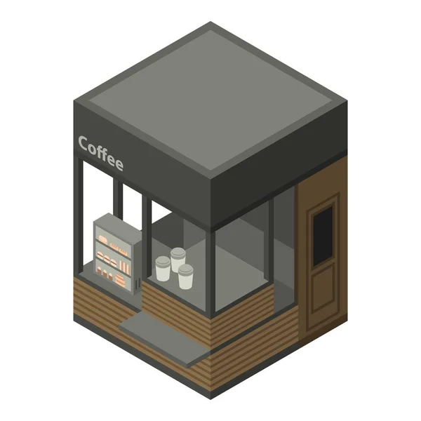 Café ícone de loja de rua, estilo isométrico — Vetor de Stock