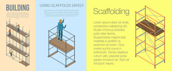 Набор строительных лесов, изометрический стиль

