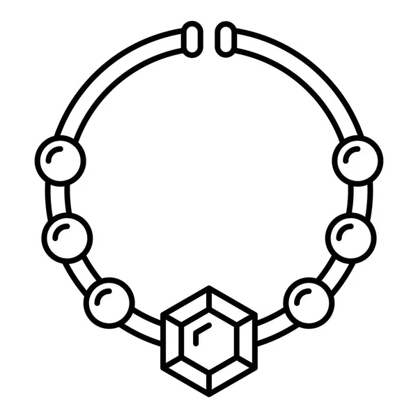 Иконка ожерелья из драгоценных камней, стиль контура — стоковый вектор
