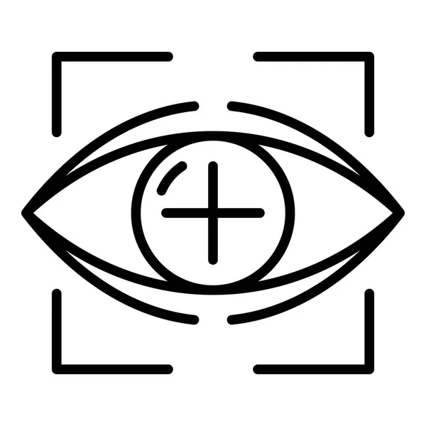 Icône du globe oculaire cible, style contour — Image vectorielle