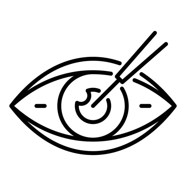 Gałka oczna ikona opieki, styl konturu — Wektor stockowy