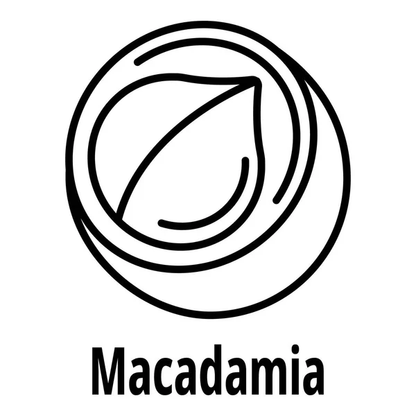 Ikona macadamia, styl konturu — Wektor stockowy