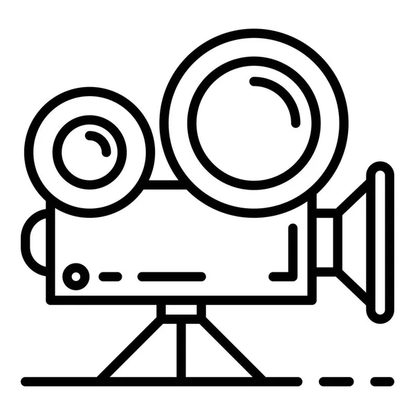 Icône de caméra de cinéma vidéo, style contour — Image vectorielle