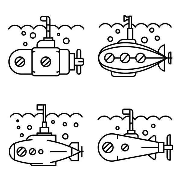 Conjunto de iconos de periscopio, estilo de esquema — Archivo Imágenes Vectoriales