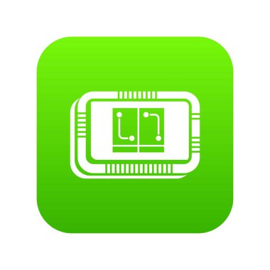 Retro mikroçip yeşil simge vektör