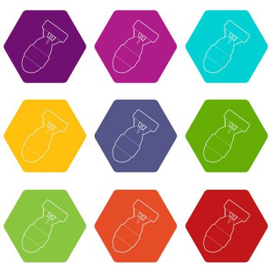 9 vektör büyük bomba Icons set