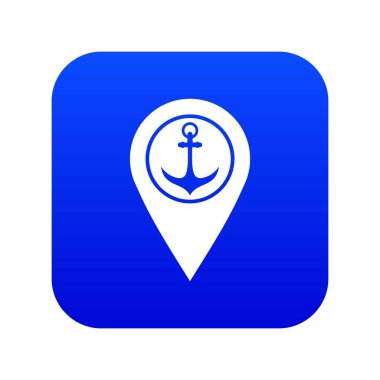 Sembol bağlantı ve deniz limanı ile harita işaretçi simgesi dijital mavi