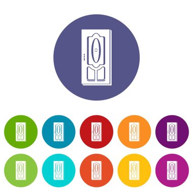 Ahşap kapı simgeler vektör renk ayarla