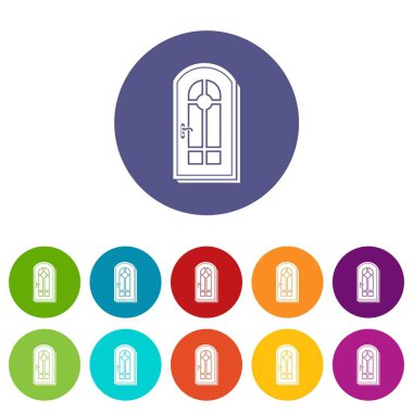 Kemerli kapı simgeler kümesi vektör renk