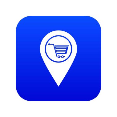 Coğrafi etiket alışveriş sepeti sembol simge dijital mavi