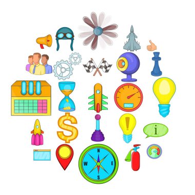 Geçici zorluk Icons set, karikatür tarzı