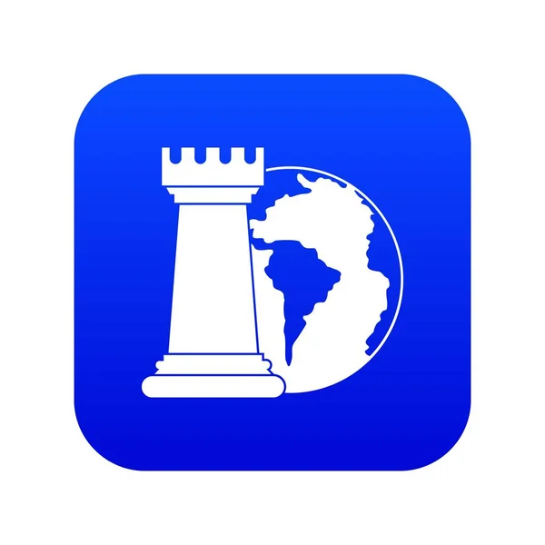 Tour de planète et d’échecs monde bleu numérique icône — Image vectorielle