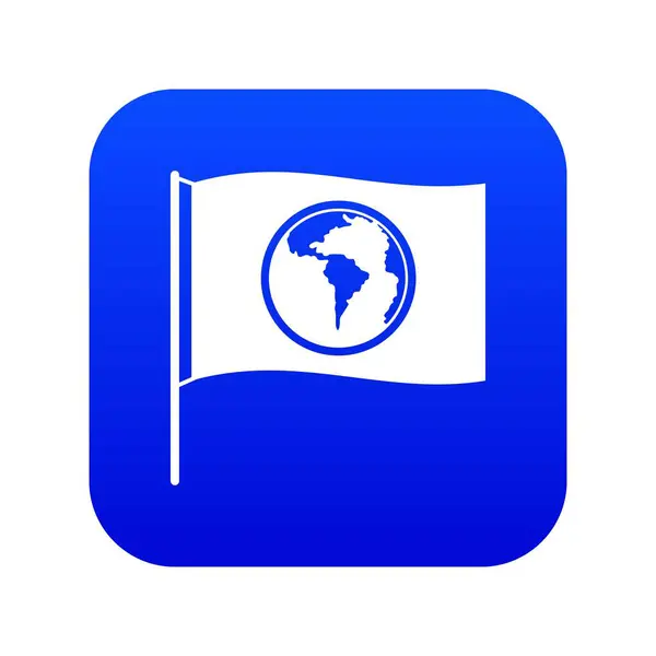 Флаг с мировым значком планеты цифровой синий — стоковый вектор