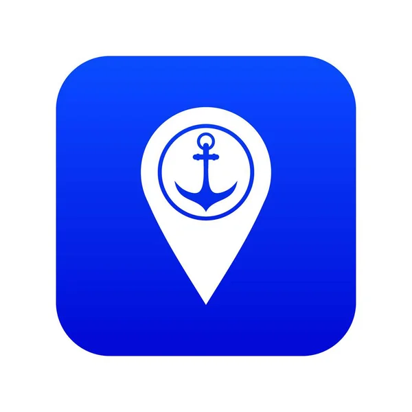 Map pointer with symbol anchor and sea port icon digital blue — Stock Vector