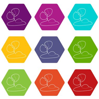 9 vektör yumurta Icons set