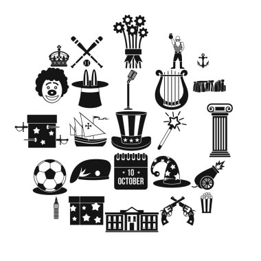 Silindir şapka Icons set, basit tarzı