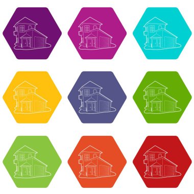 9 vektör modern ev Icons set