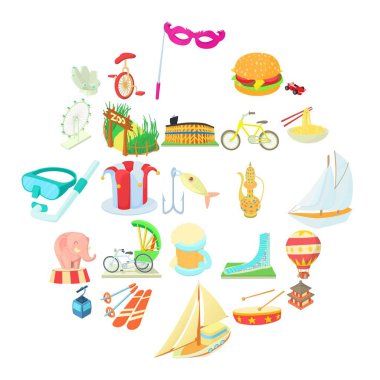 Serin Haritayı Icons set, karikatür tarzı