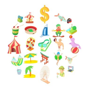 Deneyimli camper Icons set, karikatür tarzı