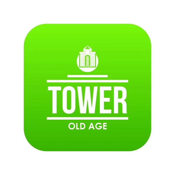 Torre ícone da velhice vetor verde — Vetor de Stock