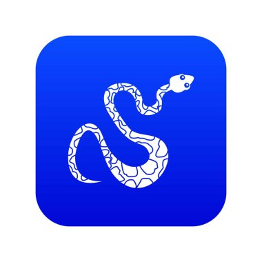 Siyah benekli yılan simgesi dijital mavi