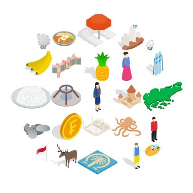 Nokta-in ilgi Icons set, izometrik stili