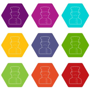 9 vektör Şef aşçı Icons set