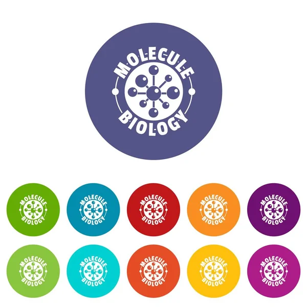 Molecule biology icons set vector color — Stock Vector