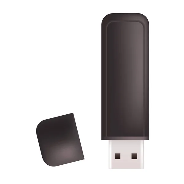 Icône flash USB, style réaliste — Image vectorielle